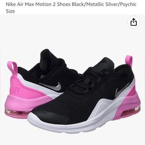 Nike Air Max Motion 2 (GS) - Black/white/pink. Size 3.5Y